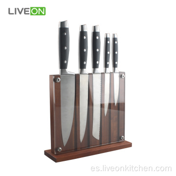 Bloque de madera magnético de los cuchillos de cocina 5pcs